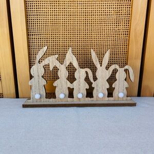 Wood Bunnies Easter Decoration - Light Up